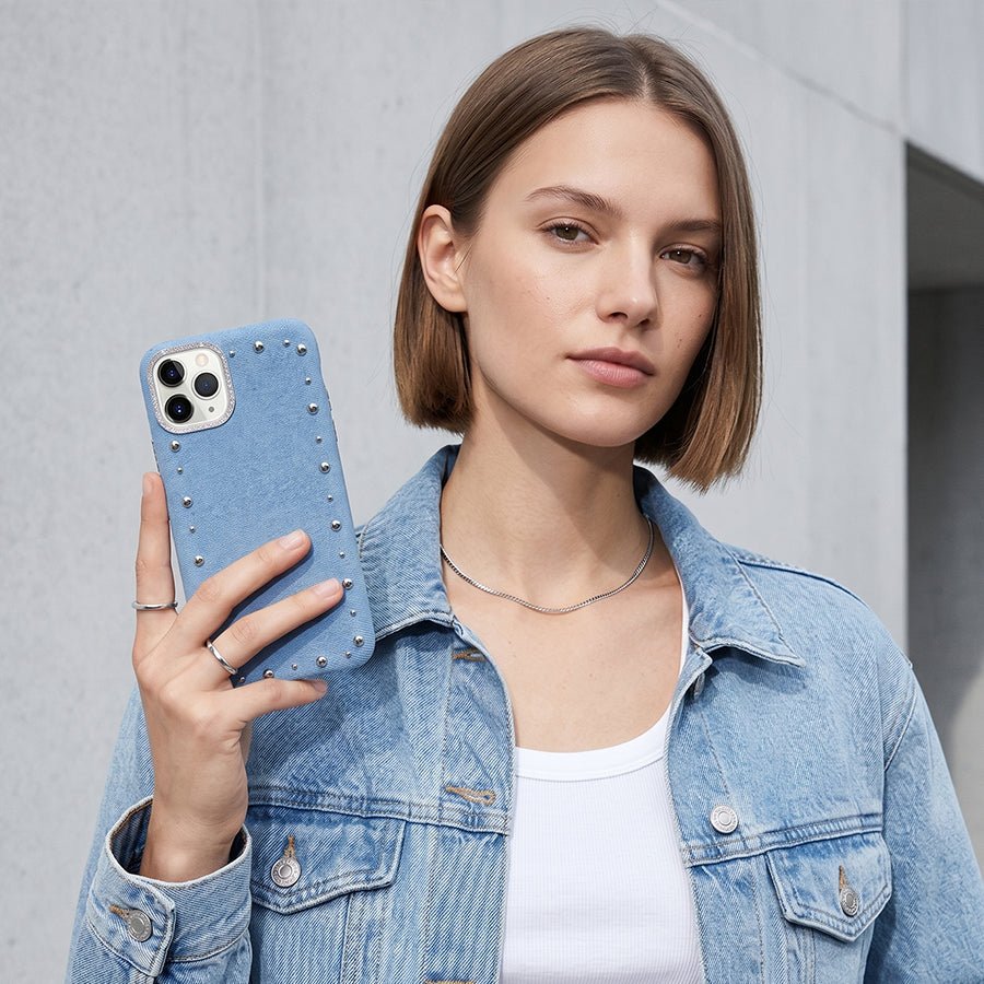 Funda Denim MagBattery para iPhone 11 Pro Max — perfil lateral y protección
