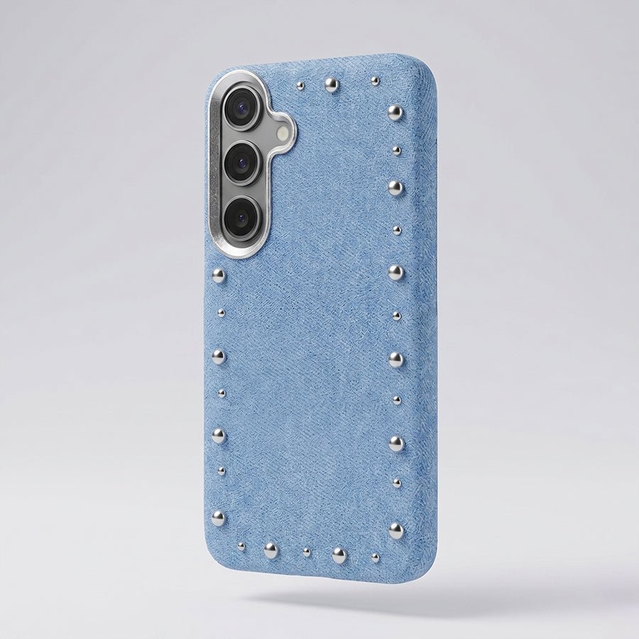 Funda Denim MagBattery para Samsung Galaxy S24 Plus — vista trasera con cierre magnético
